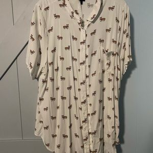 Torrid Size 2 Corgi button up short sleeve blouse